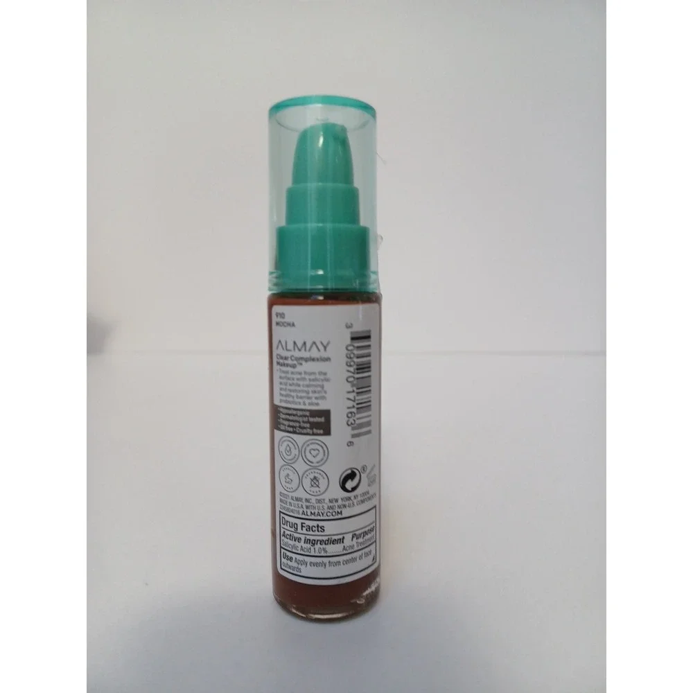 Almay Clear Complexion Acne Foundation With Salicylic Acid 910 Mocha 1fl‎ oz